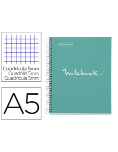 Cuaderno espiral miquelrius notebook 1 emotions tapa forrada din a5 microperforado 80 hojas 90g m2 cuadro 5 mm