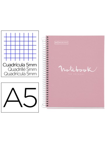 Cuaderno espiral miquelrius notebook 1 emotions tapa forrada din a5 microperforado 80 hojas 90g m2 cuadro 5 mm