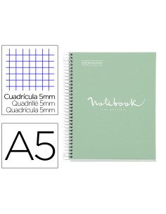 Cuaderno espiral miquelrius notebook 1 emotions tapa forrada din a5 microperforado 80 hojas 90g m2 cuadro 5 mm