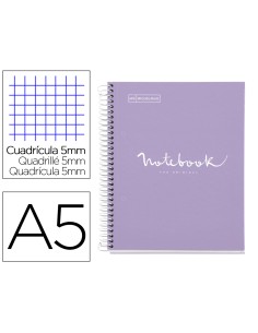 Cuaderno espiral miquelrius notebook 1 emotions tapa forrada din a5 microperforado 80 hojas 90g m2 cuadro 5 mm