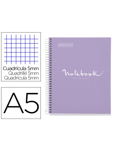 Cuaderno espiral miquelrius notebook 1 emotions tapa forrada din a5 microperforado 80 hojas 90g m2 cuadro 5 mm