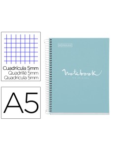 Cuaderno espiral miquelrius notebook 1 emotions tapa forrada din a5 microperforado 80 hojas 90g m2 cuadro 5 mm