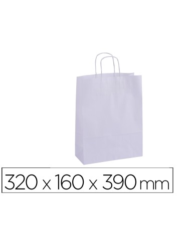 Bolsa kraft apli blanco asa retorcida 320x160x390 mm paquete de 50 unidades