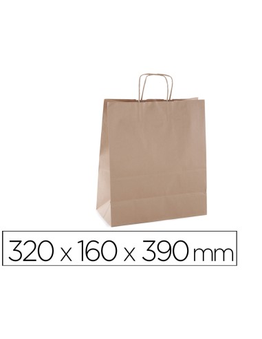 Bolsa kraft apli marron asa retorcida 320x160x390 mm paquete de 50 unidades