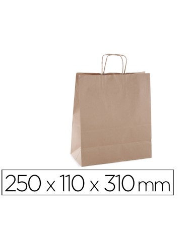 Bolsa kraft apli marron asa retorcida 250x110x310 mm paquete de 50 unidades