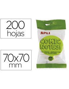 Bloc de notas adhesivas quita y pon apli 70x70 mm comic 4 colores fluorescente con 200 hojas