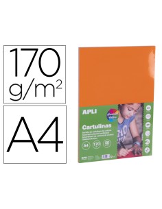 Cartulina apli din a4 170g m2 colores intensos surtidos paquete de 50 hojas