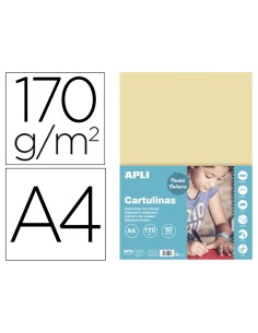 Cartulina apli din a4 170g m2 crema paquete de 50 hojas