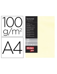 Papel verjurado apli din a4 100g m2 crema paquete de 100 hojas