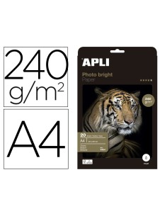 Papel fotografico apli glossy din a4 ink jet 240 gr pack de 20 hojas