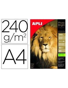 Papel fotografico apli glossy din a4 ink jet 240 gr pack de 60 hojas