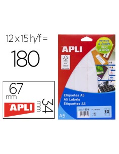 Etiqueta adhesiva apli blanca 34x67 mm sobre 180 unidades
