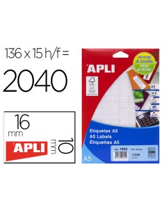 Etiqueta adhesiva apli blanca 10x16 mm sobre 2040 unidades