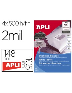 Etiqueta adhesiva apli 1797 105x148 mm para fotocopiadora laser ink jet caja de 500 hojas
