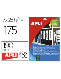 Etiqueta adhesiva apli 1212 190x38 mm para fotocopiadora laser ink jet caja de 25 hojas