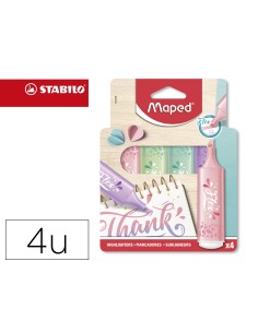 Rotulador maped fluorescente pastel flex blister de 4 unidades colores surtidos