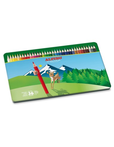 Lapices de colores alpino caja metalica de 36 unidades colores surtidos