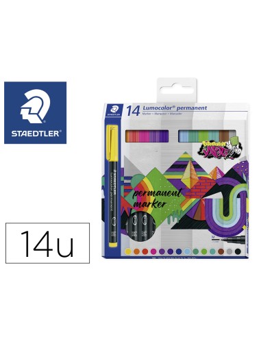 Rotulador staedtler lumocolor retroproyeccion punta de fibra permanente 317 caja de 14 unidades colores surtidos