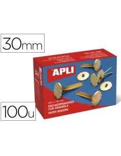 Encuadernadores apli latonados con arandela 30 mm caja de 100 unidades