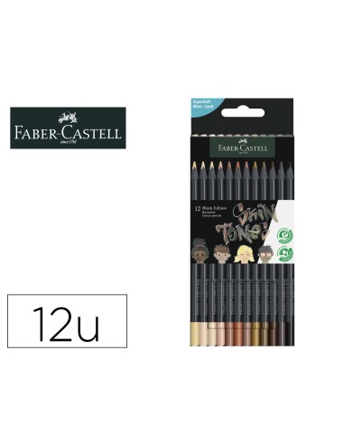 Lapices de colores faber castell black edicion tonos de piel caja de 12 unidades colores surtidos