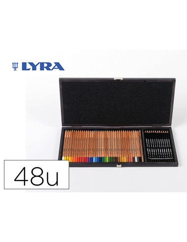 Lapices de colores lyra rembrandt polycolor 36 olores surtidos 12 lapices de grafito en maletin de madera