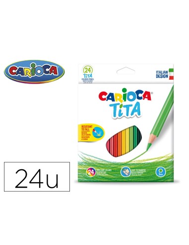 Lapices de colores carioca tita hexagonal caja de 24 unidades colores surtidos