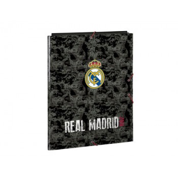 Carpeta gomas safta folio tres solapas carton real madrid black