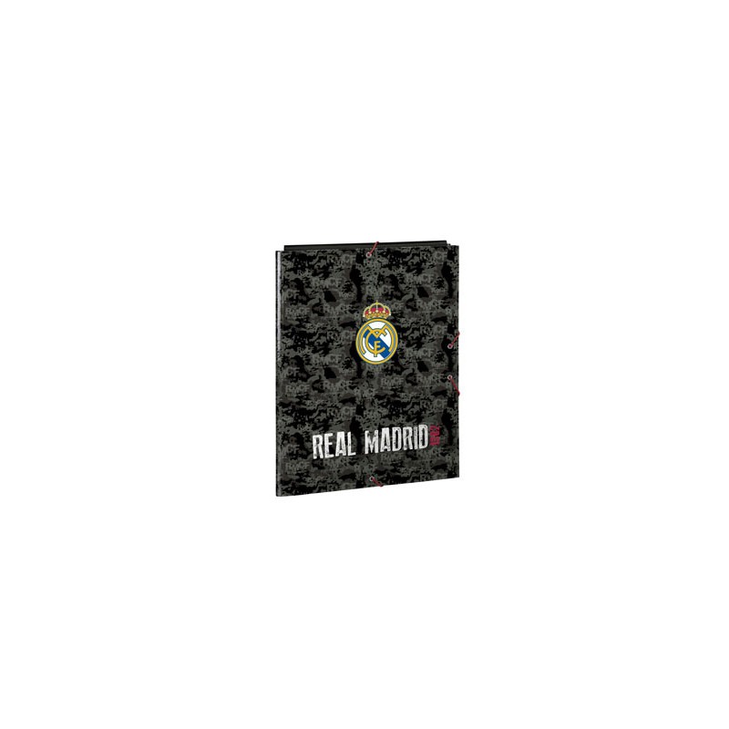 Carpeta gomas safta folio tres solapas carton real madrid black