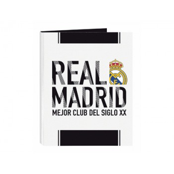 Carpeta safta carton folio 4 anillas mixtas 25 mm real madrid 1 equipacion 18 19 265x330 mm