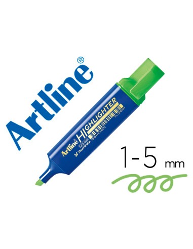 Rotulador artline fluorescente eks 600 verde punta biselada