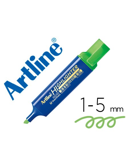 Rotulador artline fluorescente eks 600 verde punta biselada