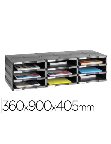 Archivador modular archivo 2000 archivodoc 9 casillas color negro 360x900x405 mm