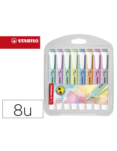 Rotulador stabilo fluorescente swing cool pastel estuche de 8 unidades colores surtidos