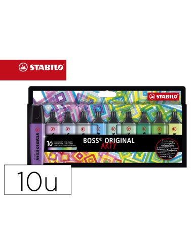 Rotulador stabilo boss fluorescente 70 arty line colores frios estuche carton de 10 unidades colores