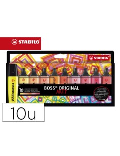 Rotulador stabilo boss fluorescente 70 arty line colores calidos estuche carton de 10 unidades colores
