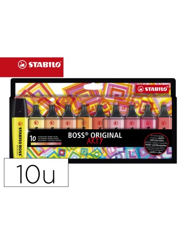 Rotulador stabilo boss fluorescente 70 arty line colores calidos estuche carton de 10 unidades colores