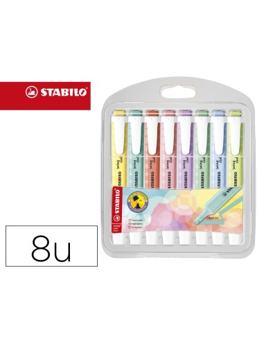 Rotulador stabilo fluorescente swing cool pastel estuche de 8 unidades colores surtidos