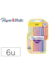 Rotulador paper mate flair pastel punta de fibra blister de 6 unidades colores surtidos