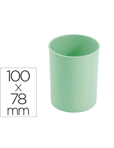 Cubilete portalapices faibo plastico color verde pastel 78 mm diametro x 100 mm alto