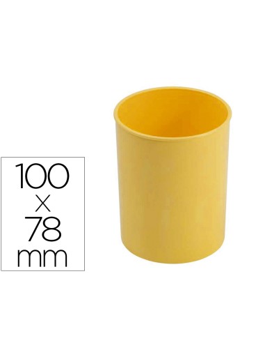 Cubilete portalapices faibo plastico color amarillo pastel 78 mm diametro x 100 mm alto