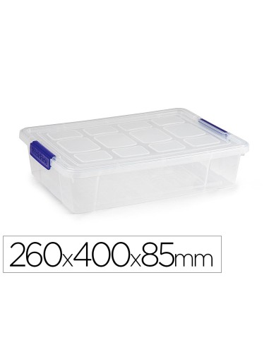 Contenedor plastico plasticforte 5 litros n 30 transparente con tapa 260x400x85 mm