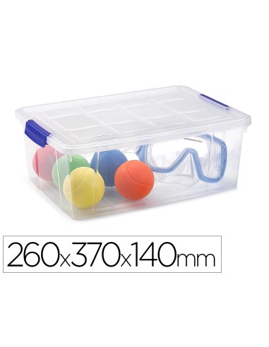Contenedor plastico plasticforte 9 litros n 29 transparente con tapa 260x370x140 mm