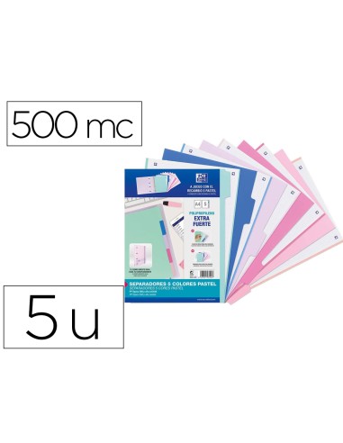 Separadores de plastico oxford polipropileno 500 mc colores pastel juego de 5 separadores