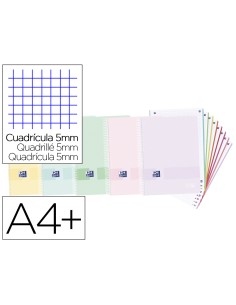 Cuaderno espiral oxford live you europeanbook 8 tapa polipropileno din a4 160 hojas cuadro 5 mm colores