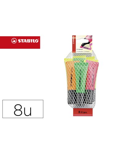 Rotulador stabilo neon 72 blister de 8 unidades colores surtidos