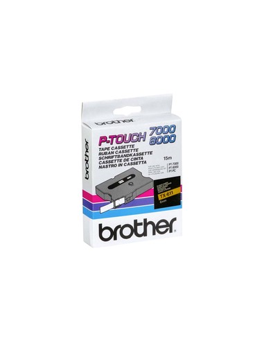 Brother TX611 Cinta Laminada Original de Etiquetas - Texto Negro sobre Fondo Amarillo - Ancho 6mm x 15 metros