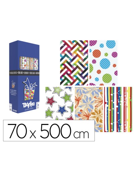 Papel de regalo basika todo ano rollo de 70 x 500 cm modelos surtidos