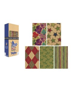 Papel de regalo basika kraft todo ano rollo de 70 x 200 cm modelos surtidos