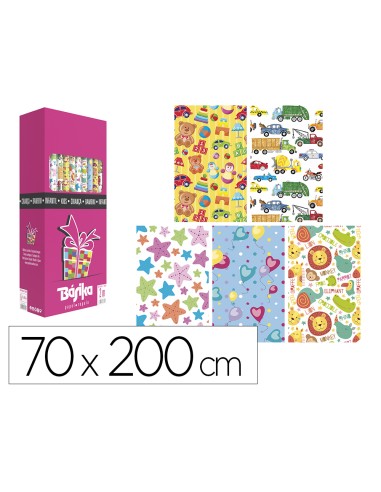 Papel de regalo basika infantil rollo de 70 x 200 cm modelos surtidos