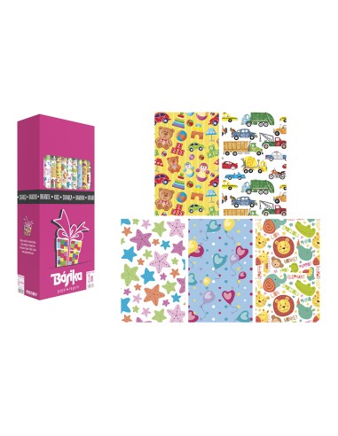 Papel de regalo basika infantil rollo de 70 x 200 cm modelos surtidos